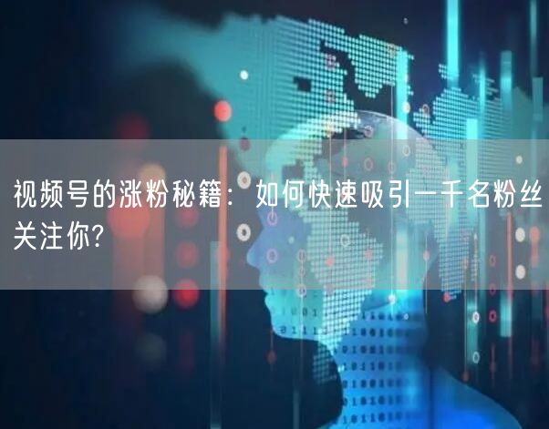 视频号的涨粉秘籍：如何快速吸引一千名粉丝关注你?