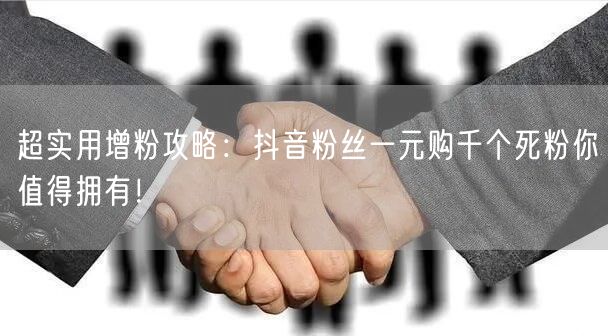 超实用增粉攻略：抖音粉丝一元购千个死粉你值得拥有！