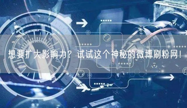 想要扩大影响力？试试这个神秘的微博刷粉网！