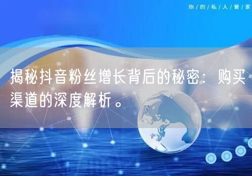 揭秘抖音粉丝增长背后的秘密：购买渠道的深度解析。