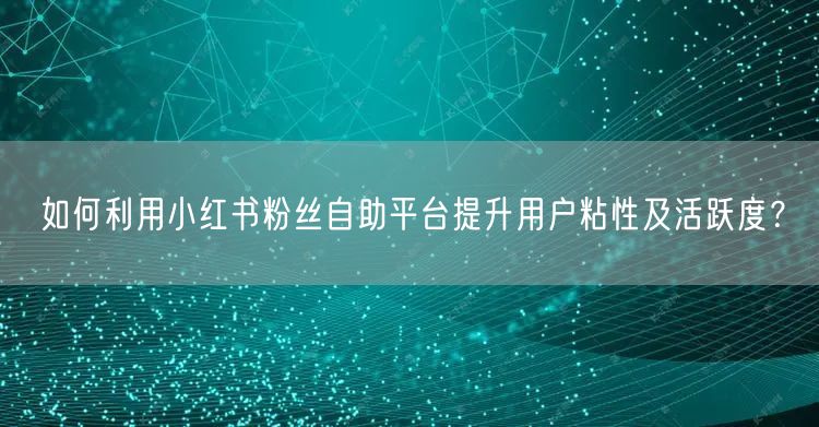 如何利用小红书粉丝自助平台提升用户粘性及活跃度？