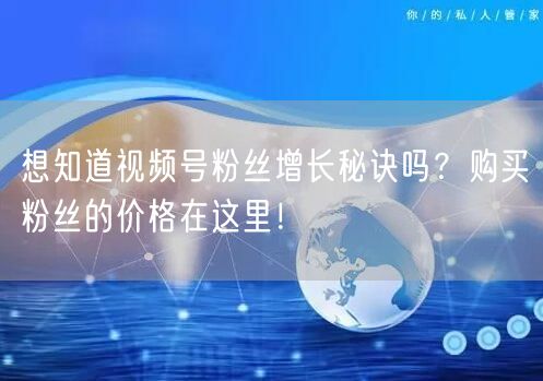 想知道视频号粉丝增长秘诀吗？购买粉丝的价格在这里！