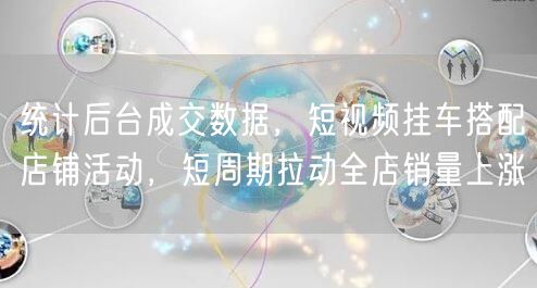 统计后台成交数据，短视频挂车搭配店铺活动，短周期拉动全店销量上涨