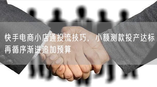 快手电商小店通投流技巧，小额测款投产达标再循序渐进追加预算