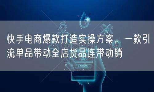 快手电商爆款打造实操方案，一款引流单品带动全店货品连带动销