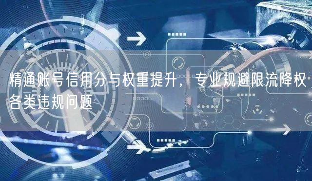 精通账号信用分与权重提升，专业规避限流降权各类违规问题