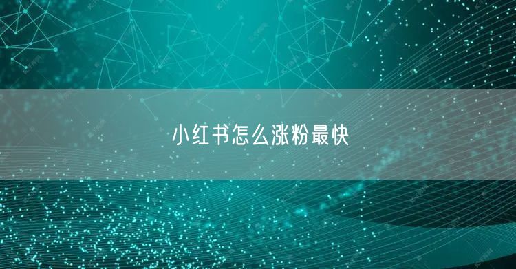 小红书怎么涨粉最快