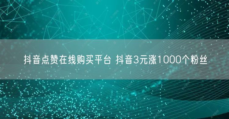 抖音点赞在线购买平台 抖音3元涨1000个粉丝